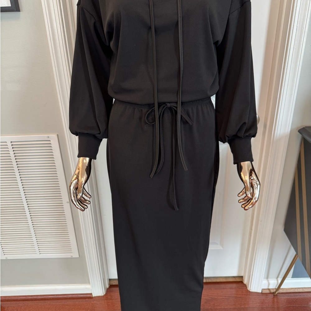 Chic Black Long Sleeve Skirt & Hoodie Set